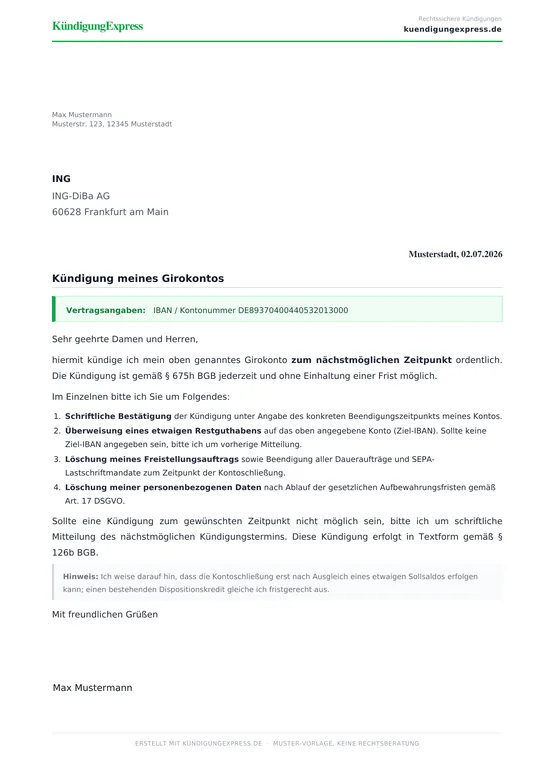 Rechtssicheres Kündigungsschreiben als PDF