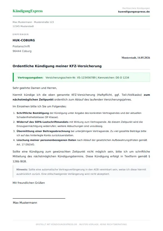 Rechtssicheres Kündigungsschreiben als PDF